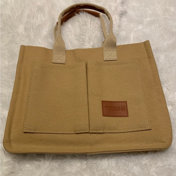 ZHENMEISHI canvas tan crossbody multi functional bag NWOT - Picture 1 of 10